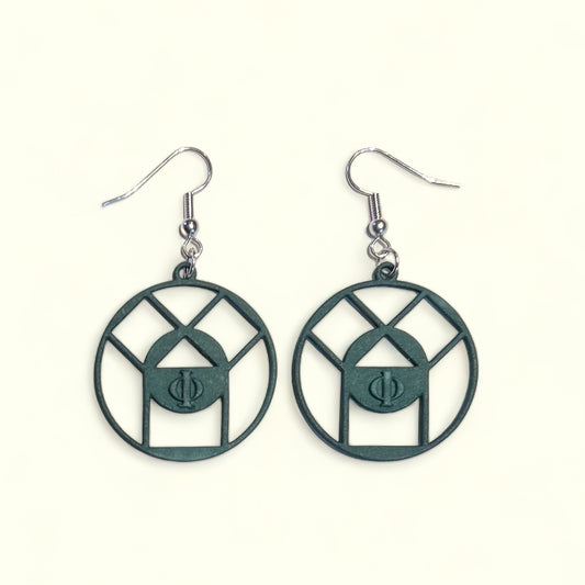 Pythagoras earrings - hand-dyed in green