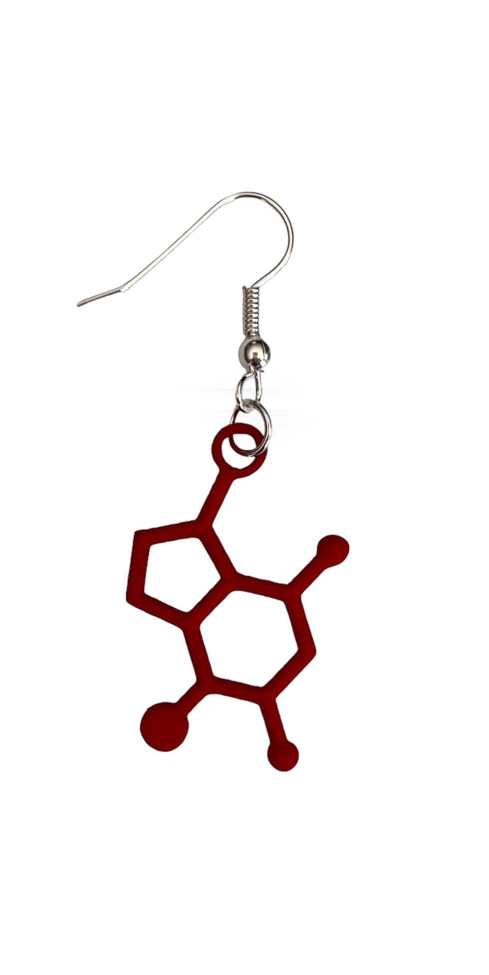 Caffeine Molecule Earring in Red