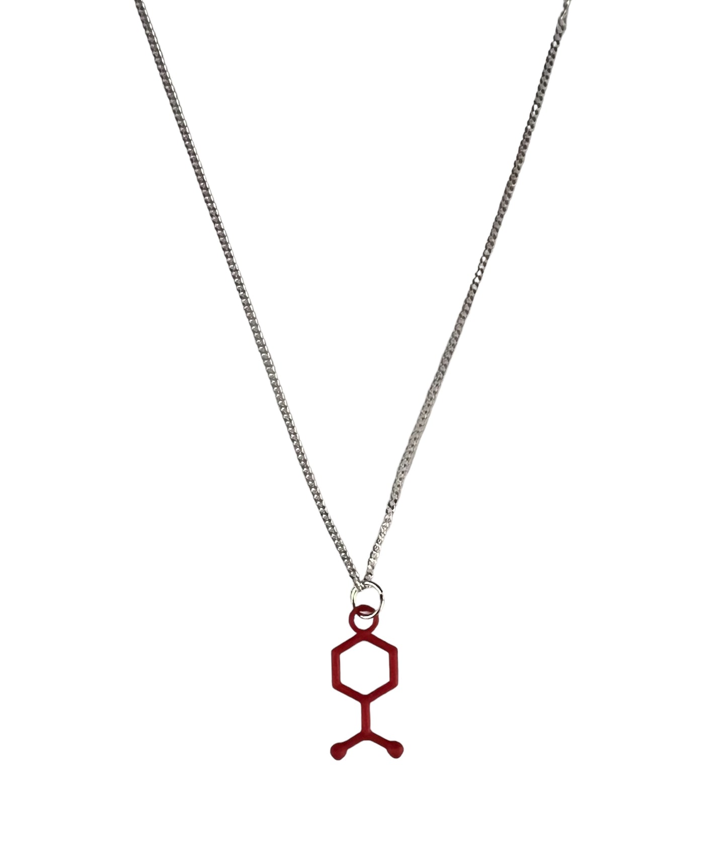 Cherry molecule necklaces hand-dyed in red