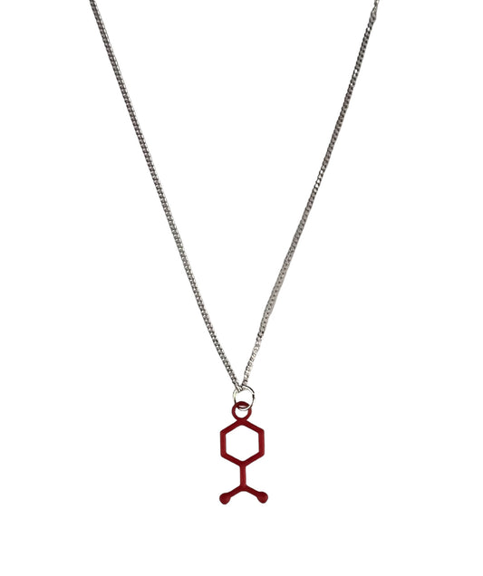 Cherry molecule necklaces hand-dyed in red