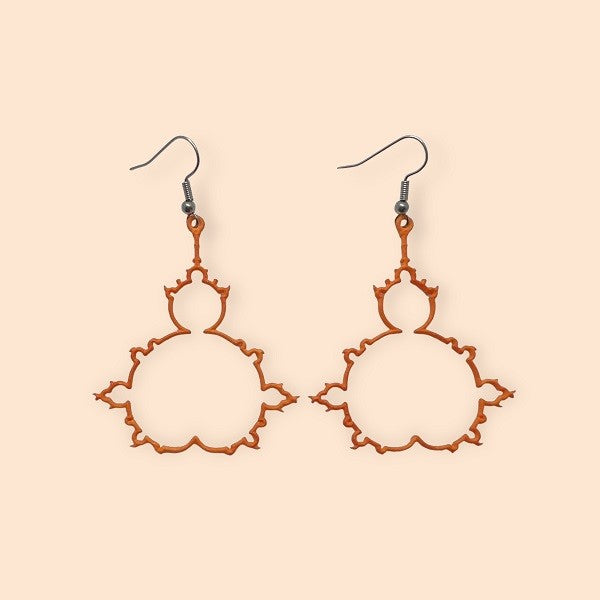 Mandelbrot Fractal Earrings and Necklaces in orange