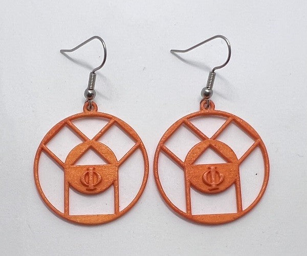 Pythagoras earrings - hand-dyed in orange